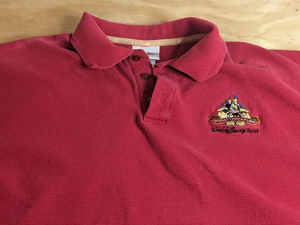 Vintage Disney World Polo XL Size Red Embroidered Disney Theme Parks Mickey